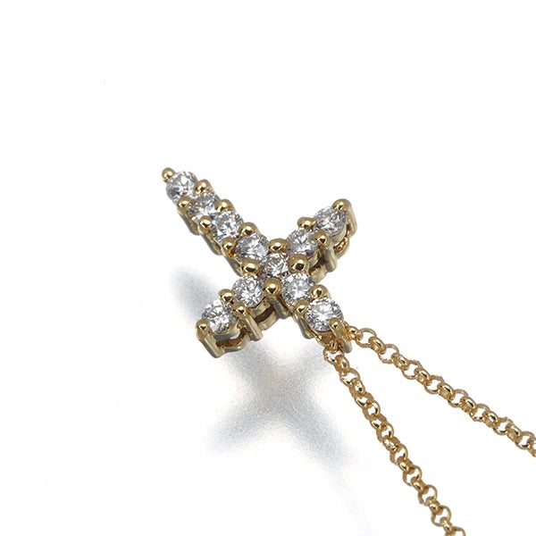ジャスティンデイビス ネックレス  ダイヤ 0.17ct  クロス K18YG 