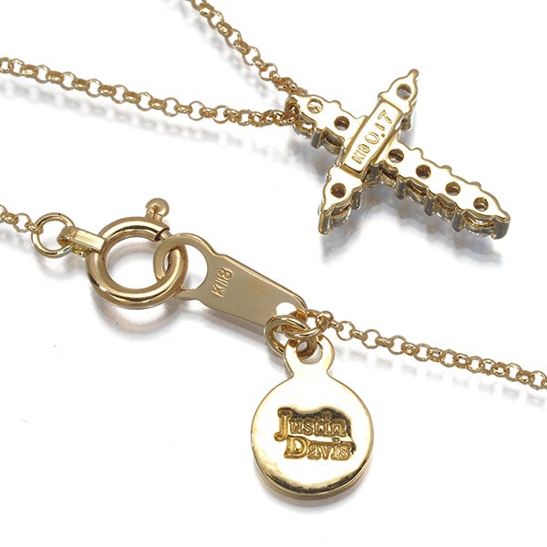ジャスティンデイビス ネックレス  ダイヤ 0.17ct  クロス K18YG 