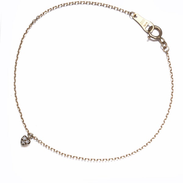 アガット ブレスレット  ダイヤ 0.02ct  ハート K10YG 