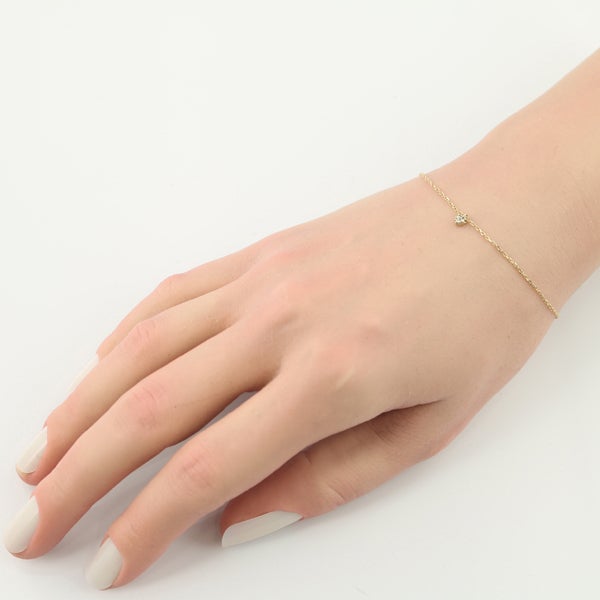 アガット ブレスレット  ダイヤ 0.02ct  ハート K10YG 