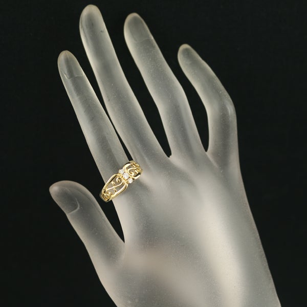 ミキモト リング  ダイヤ 0.12ct  透かし 14.5号 K18YG 