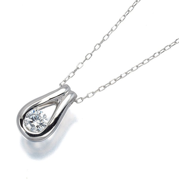  ダイヤ 0.19ct 一粒 ティアドロップ  ネックレス Pt900/Pt850 