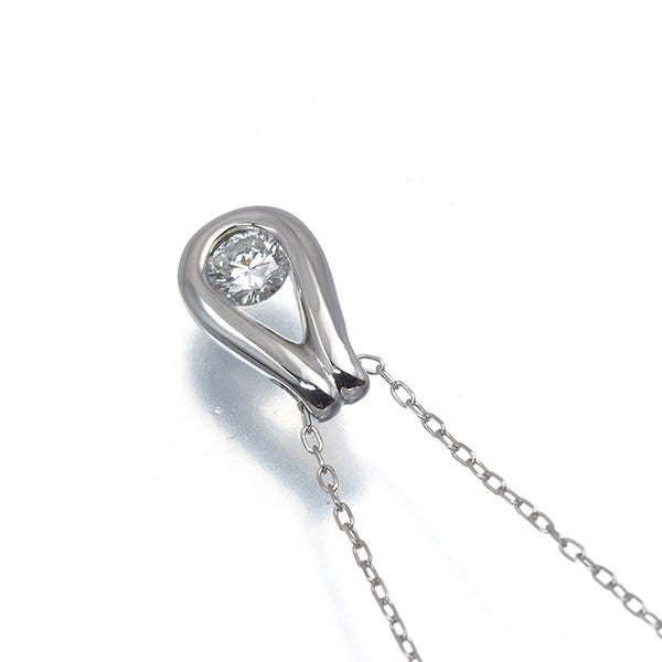  ダイヤ 0.19ct 一粒 ティアドロップ  ネックレス Pt900/Pt850 