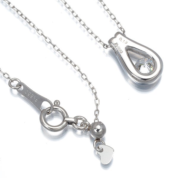  ダイヤ 0.19ct 一粒 ティアドロップ  ネックレス Pt900/Pt850 