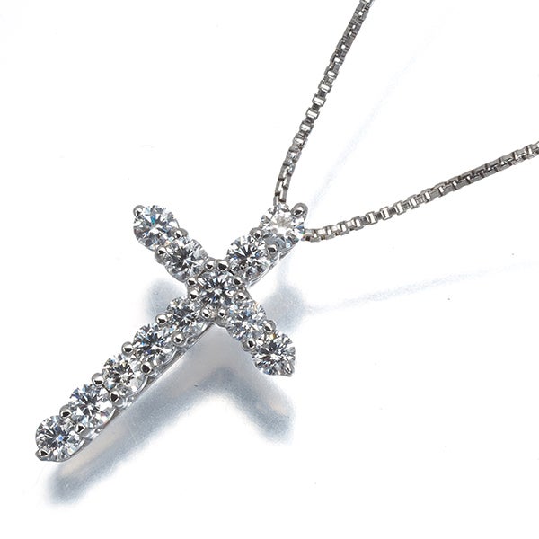  ダイヤ 0.50ct クロス  ネックレス Pt900/Pt850 