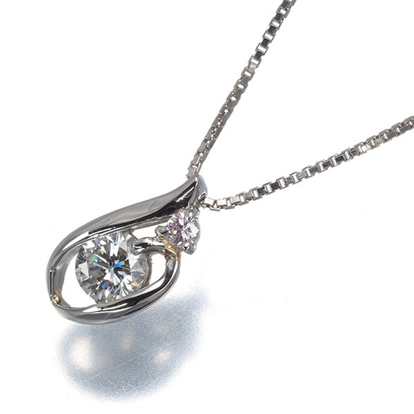 クリア＆ピンク ダイヤ 0.305ct/0.03ct   ネックレス Pt900/Pt850 ソーティング