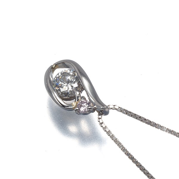 クリア＆ピンク ダイヤ 0.305ct/0.03ct   ネックレス Pt900/Pt850 ソーティング