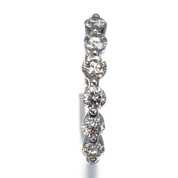 ライトブラウン ダイヤ 0.50ct 6P フープ 片耳  ピアス Pt900 