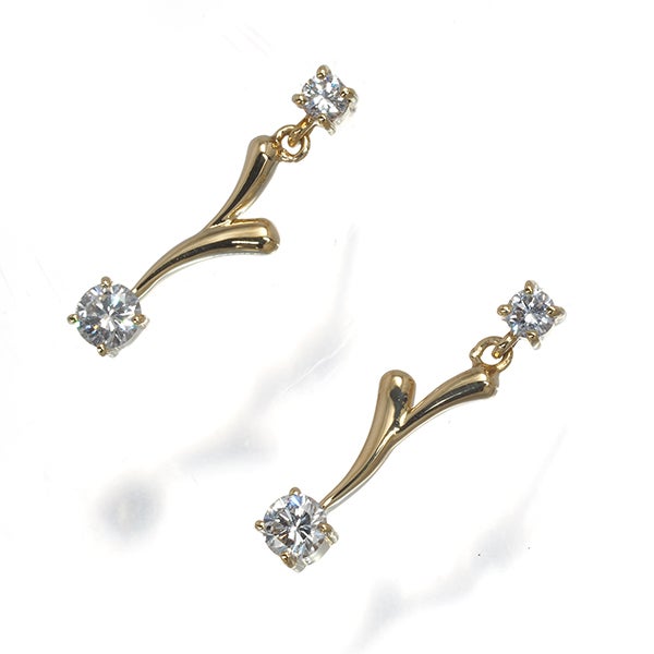  ダイヤ 0.39ct 揺れる 2P  ピアス K18YG 