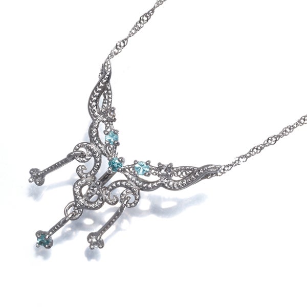 パライバトルマリン ローズカットダイヤ 0.04ct ミルグレイン ネックレス Pt900/Pt850 ソ