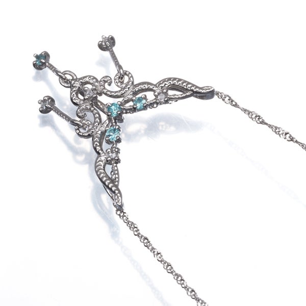 パライバトルマリン ローズカットダイヤ 0.04ct ミルグレイン ネックレス Pt900/Pt850 ソ