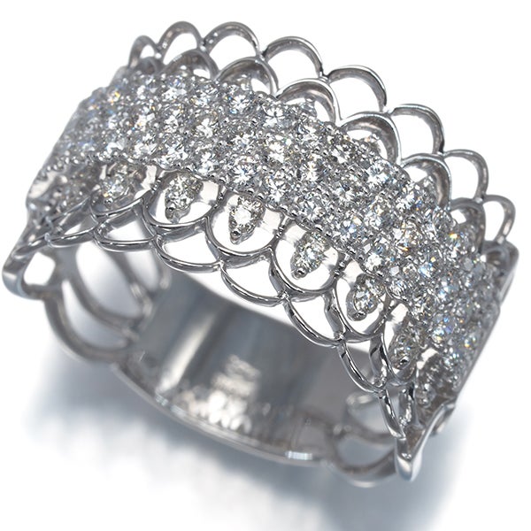  ダイヤ 0.87ct パヴェ 透かし  リング K18WG 