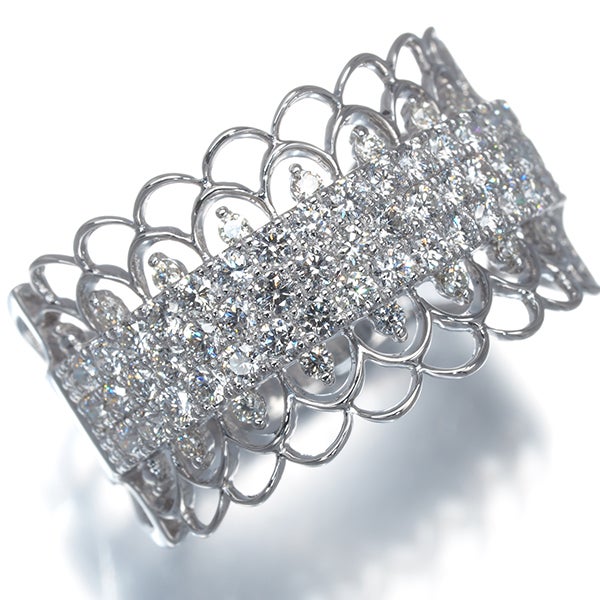  ダイヤ 0.87ct パヴェ 透かし  リング K18WG 