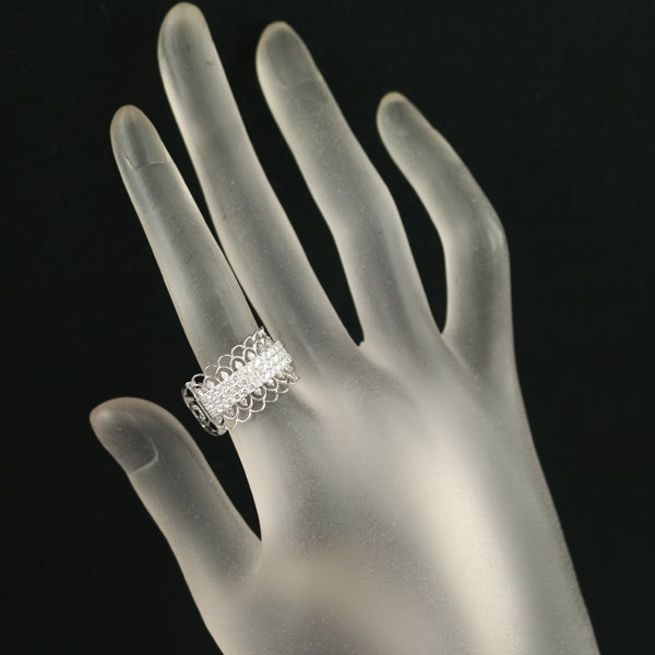  ダイヤ 0.87ct パヴェ 透かし  リング K18WG 