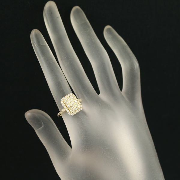  ダイヤ 1.00ct バゲットカット 2種カット  リング K18YG 