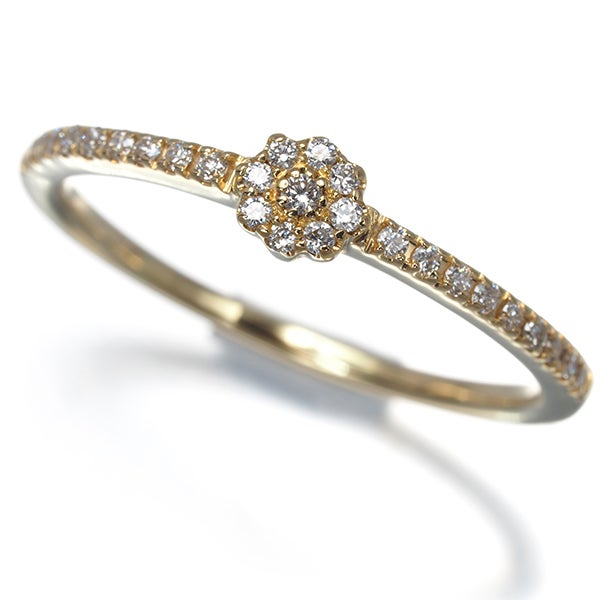  ダイヤ 0.14ct フラワー  リング K18YG 