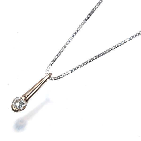 ヴァンドーム ネックレス  ダイヤ 0.13ct  コンビカラー 一粒 K18WG/PG 