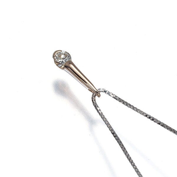 ヴァンドーム ネックレス  ダイヤ 0.13ct  コンビカラー 一粒 K18WG/PG 