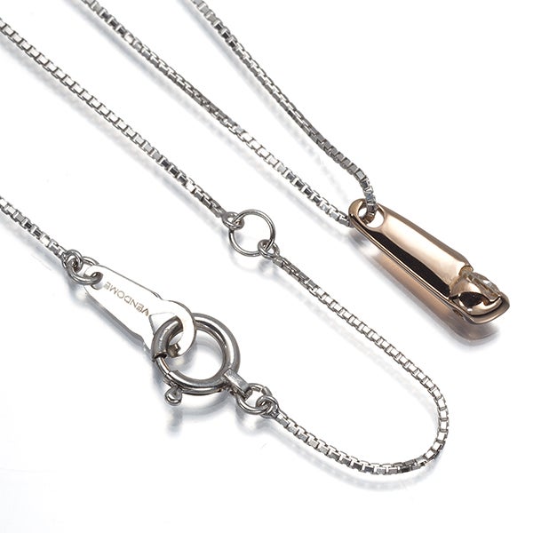 ヴァンドーム ネックレス  ダイヤ 0.13ct  コンビカラー 一粒 K18WG/PG 