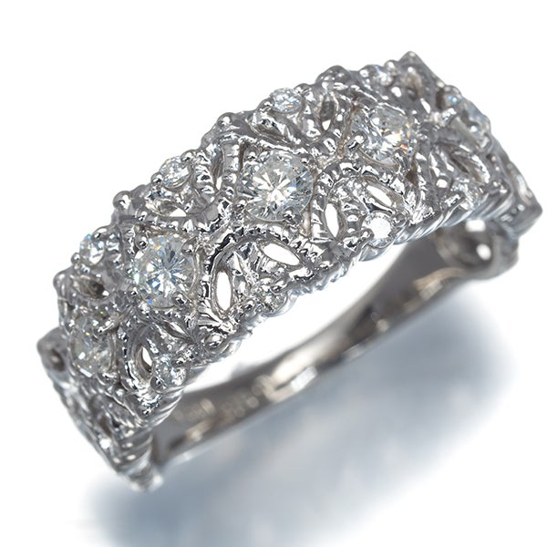  ダイヤ 0.50ct 透かし ミルグレイン  リング Pt900 