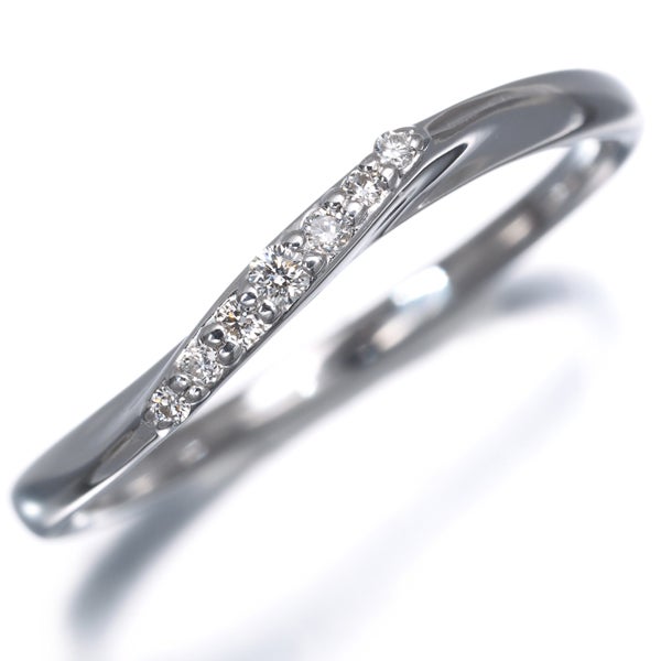 エテ リング  ダイヤ 0.05ct  ウェーブ 13号 K18WG 