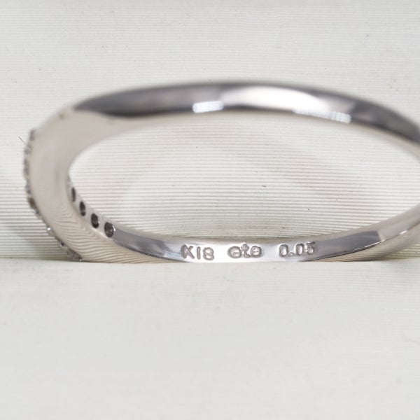 エテ リング  ダイヤ 0.05ct  ウェーブ 13号 K18WG 