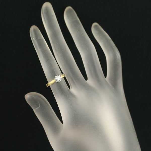 ルシエ リング ダイヤモンド 0.219ct サンティエ 一粒 ミルグレイン 艶消し 7号 K18YG/Pt950