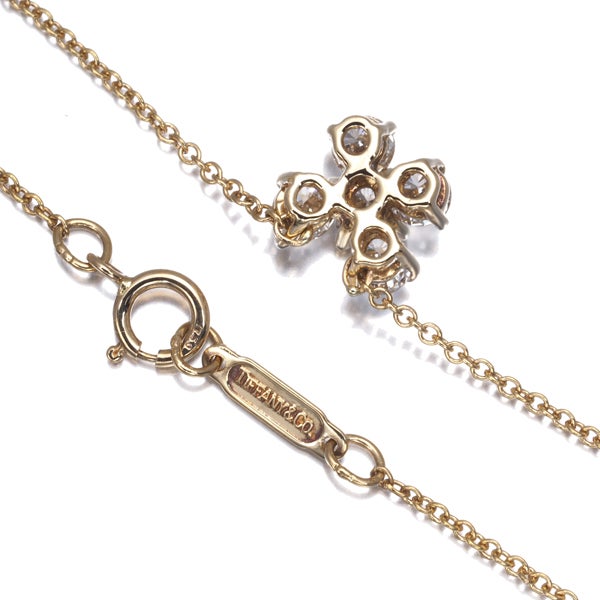 ティファニー ネックレス  ダイヤ  フラワー 5P K18YG 