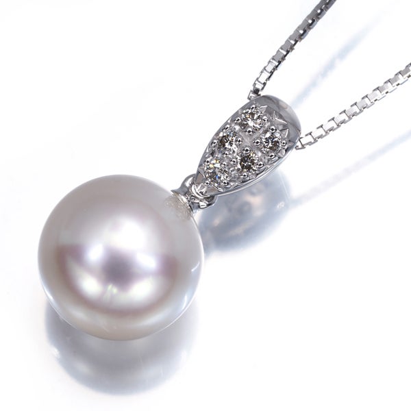 タサキ ネックレス  アコヤ真珠 9.5mm ダイヤ 0.06ct   K18WG ソーティング
