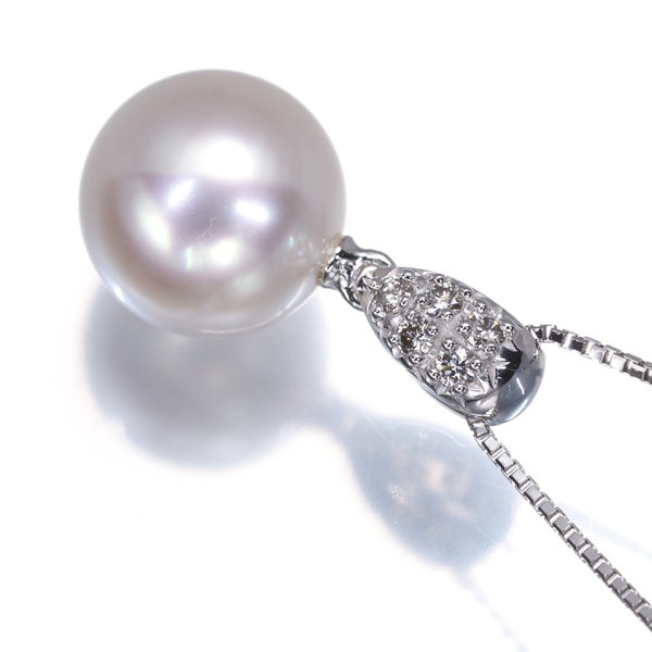 タサキ ネックレス  アコヤ真珠 9.5mm ダイヤ 0.06ct   K18WG ソーティング