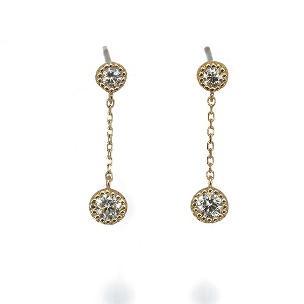 セイレーンアズーロ ピアス  ダイヤ 0.14ct/0.14ct  ミルグレイン K18YG 