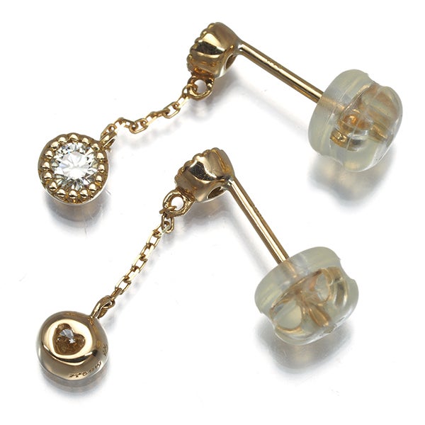 セイレーンアズーロ ピアス  ダイヤ 0.14ct/0.14ct  ミルグレイン K18YG 