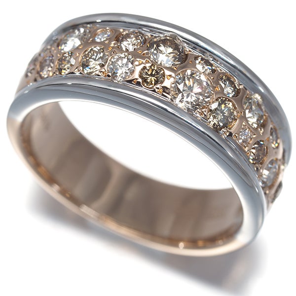 カシケイ リング ブラウン&クリア ダイヤ 0.85ct メランジェ 13号 K18WG/PG 