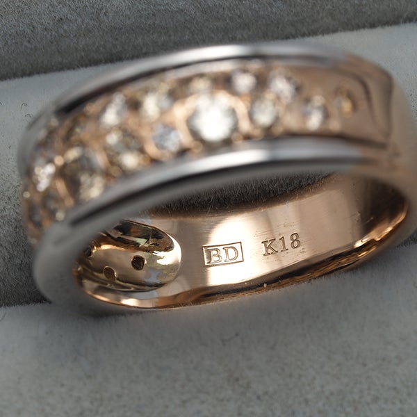 カシケイ リング ブラウン&クリア ダイヤ 0.85ct メランジェ 13号 K18WG/PG 