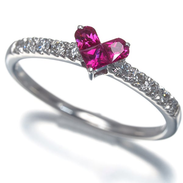 スタージュエリー リング  ルビー 0.25ct  ダイヤ 0.18ct ミステリアスハート 13号 K18WG 