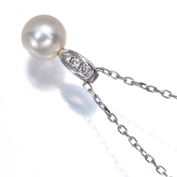 ミキモト ネックレス  アコヤ真珠 7.1mm  ダイヤ   K18WG 