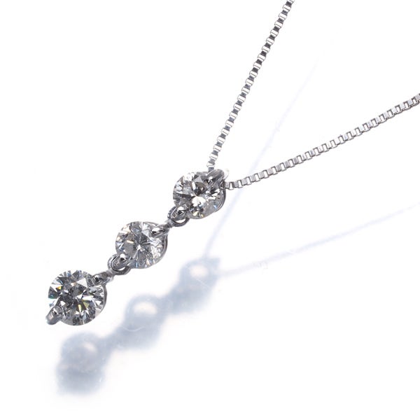  ダイヤ 0.30ct 3P 2WAY  ネックレス K18WG 