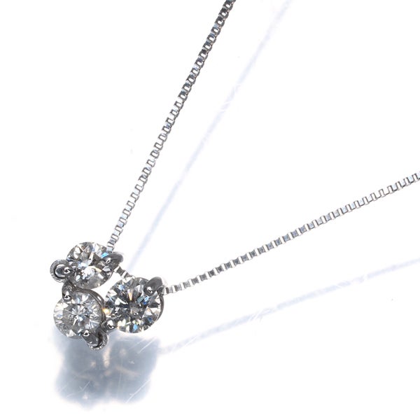  ダイヤ 0.30ct 3P 2WAY  ネックレス K18WG 