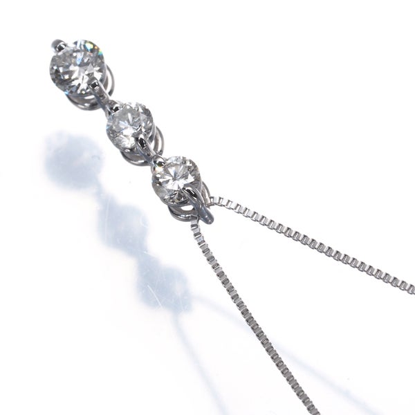  ダイヤ 0.30ct 3P 2WAY  ネックレス K18WG 