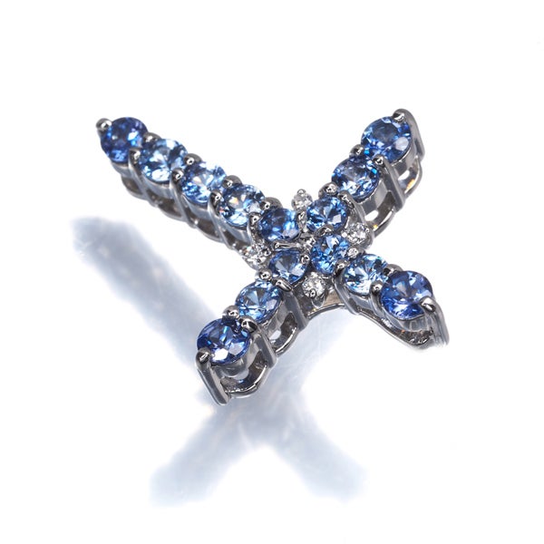  タンザナイト 0.80ct  ダイヤ 0.02ct クロス  ペンダントトップ Pt950 