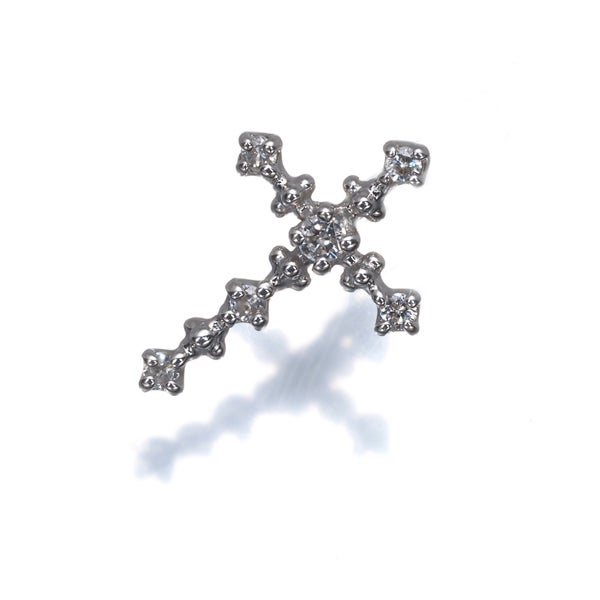  ダイヤ 0.10ct クロス  ペンダントトップ K18WG 