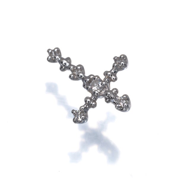  ダイヤ 0.10ct クロス  ペンダントトップ K18WG 