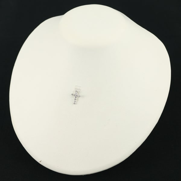  ダイヤ 0.10ct クロス  ペンダントトップ K18WG 