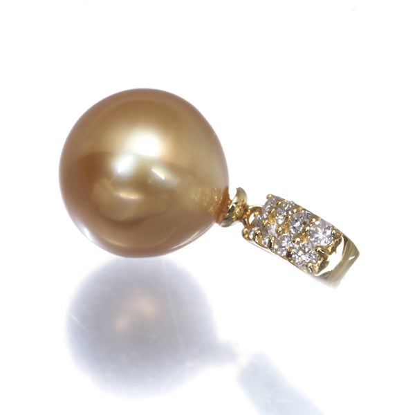 ゴールデン 白蝶真珠 10.3mm  ダイヤ 0.13ct   ペンダントトップ K18YG ソーティング