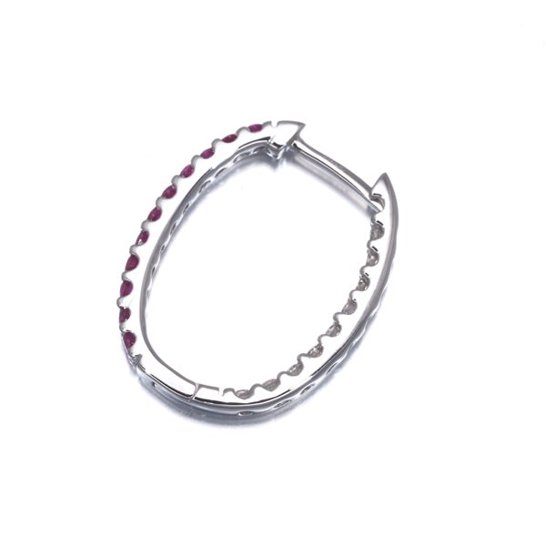  ルビー .0.15ct  ダイヤ 0.07ct フープ 片耳  ピアス K18WG 