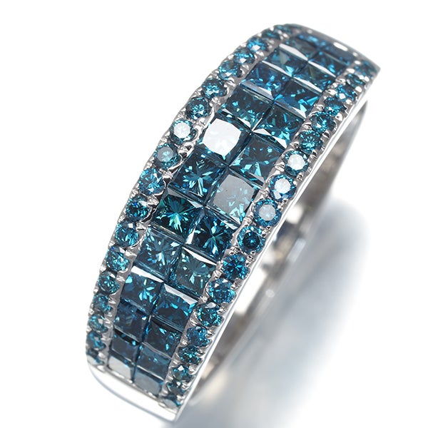 GSTV リング  ブルーダイヤ 1.60ct ミステリーセッティング 2種カット 19号 K18WG 