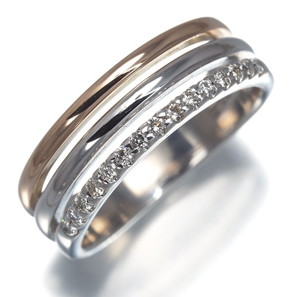 ヴァンドーム リング  ダイヤ 0.15ct  コンビカラー 9.5号 K18WG/PG 