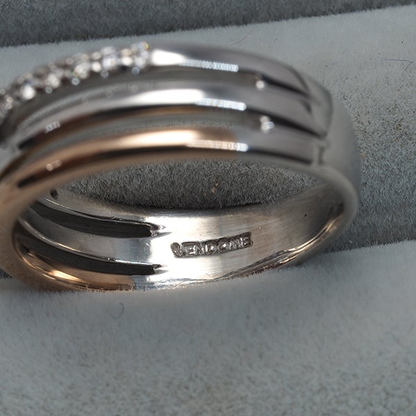 ヴァンドーム リング  ダイヤ 0.15ct  コンビカラー 9.5号 K18WG/PG 