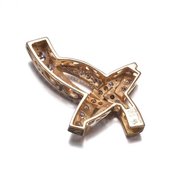 ゆきざき ペンダントトップ  ダイヤ 0.50ct ルペティットマン クロス K18PG 