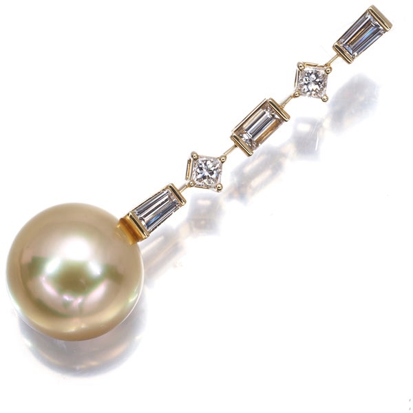 ミキモト ペンダントトップ ゴールデン 白蝶真珠 12.0mm ダイヤ 0.64ct  2種カット K18YG ソ